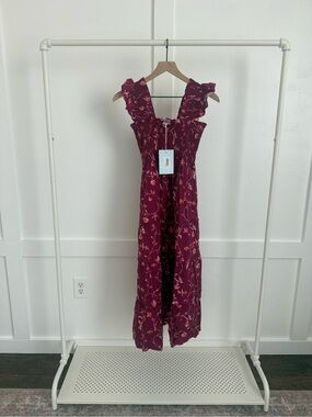 Hill House The Ellie Nap Dress Burgundy Botanical